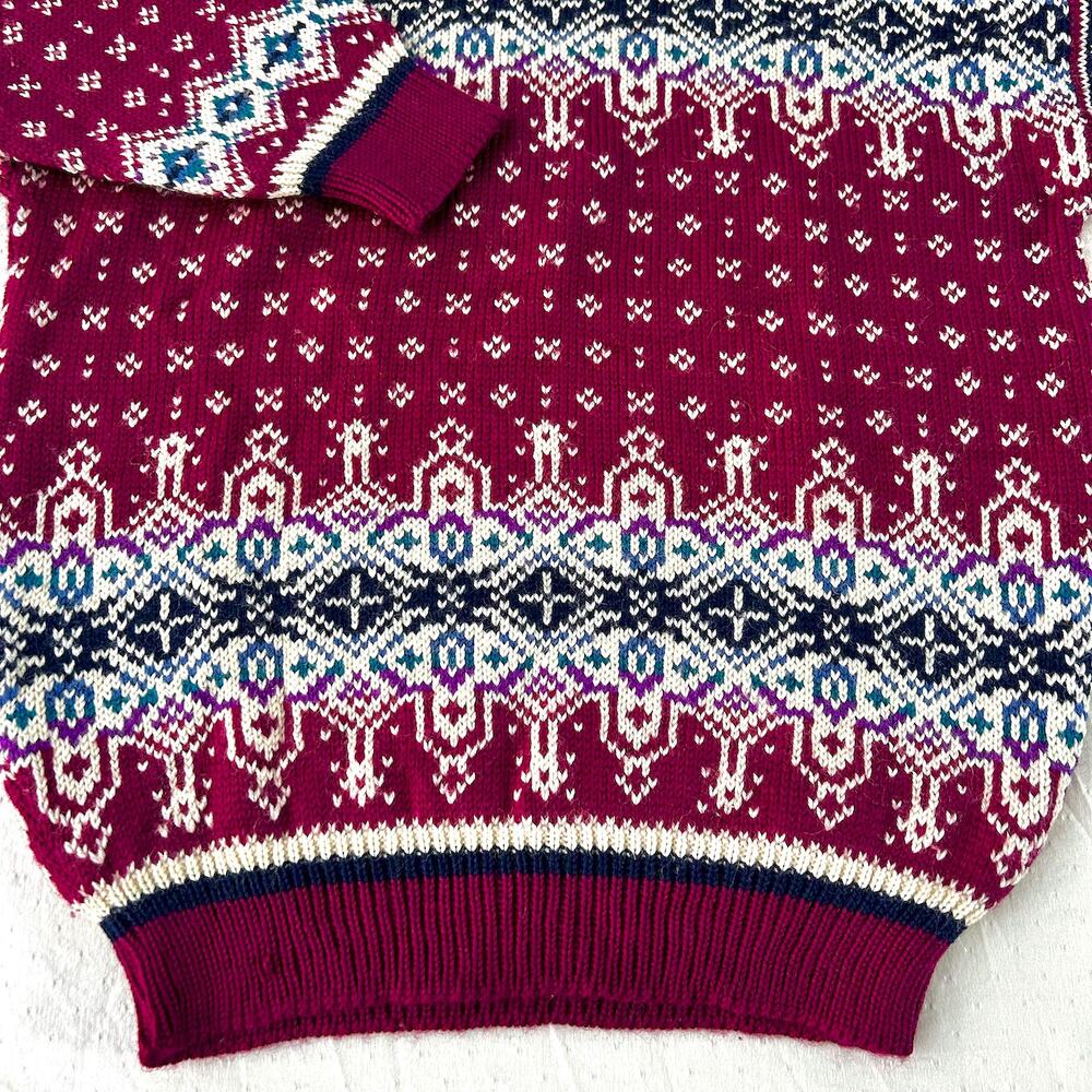 Vintage Dale of Norway Pure New Wool Nordic Fair Isle Chunky Sweater Ski Lodge - Picture 4 of 10